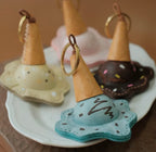 Handmade Leather Ice Cream Charm Keychain