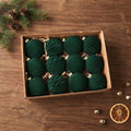 12-Piece Velvet Christmas Ball Set – Smooth & Ribbed Mix